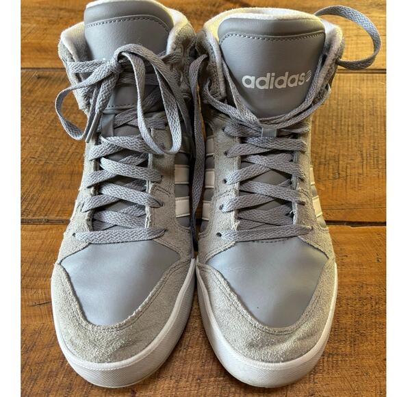 ADIDAS Mens Gray White Neo Label Sneakers High Top Shoes Size 8 - Picture 7 of 10